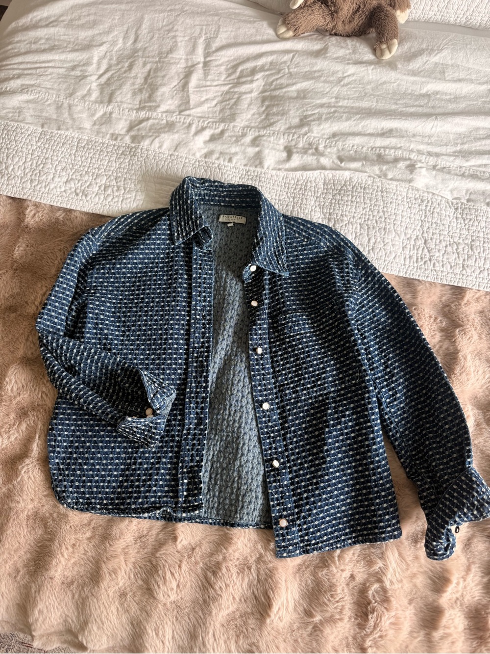 Blue Button Down Shacket - Picture 4 of 5